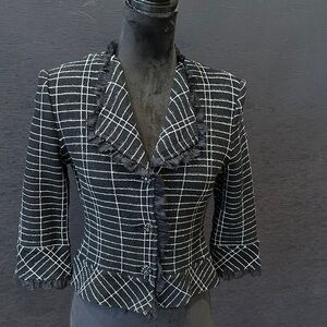 St. John Black and White Plaid Blazer